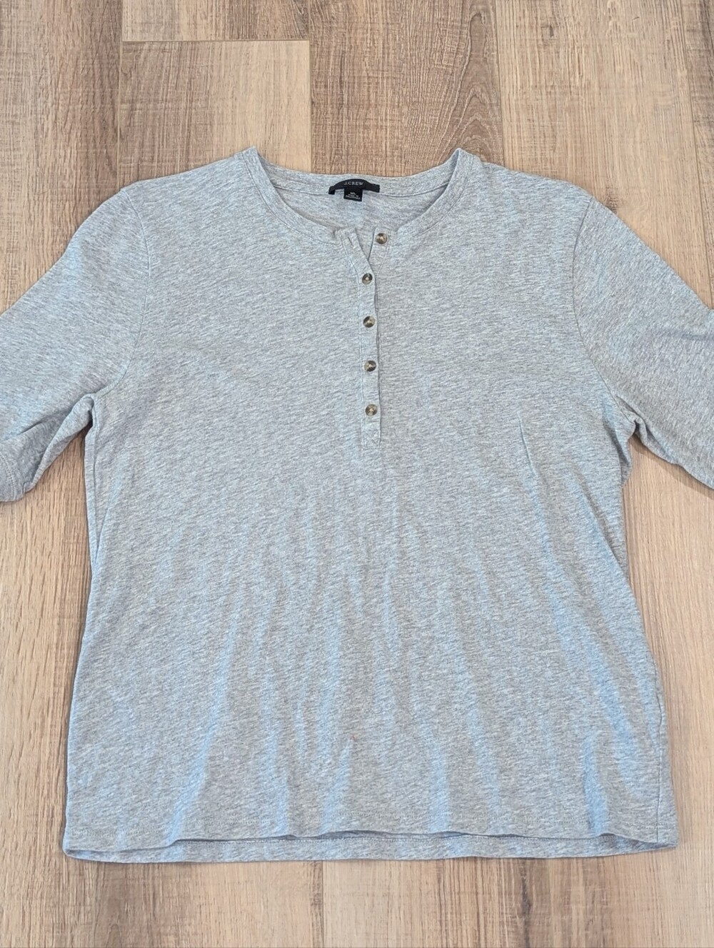 J Crew Womens XL Gray Henley Top Short Sleeve Cotton Casual Knit Shirt
